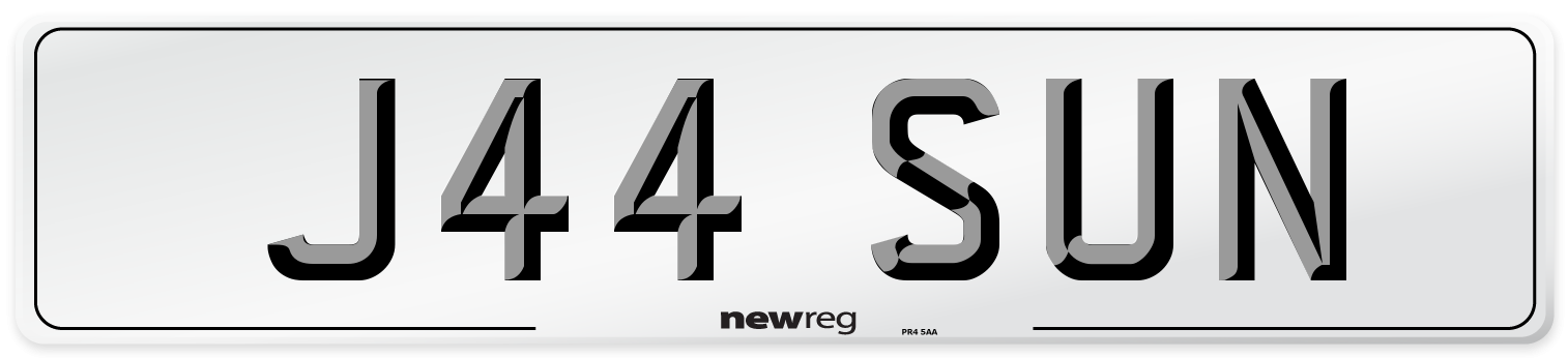 J44 SUN Number Plate from New Reg